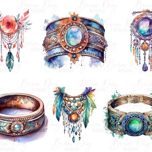 Watercolor Bohemian Jewelry Clipart Bundle (digital Download) - Etsy