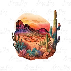 Watercolor Desert Clipart: Arid Landscape PNG Bundle (Digital Download) image 6