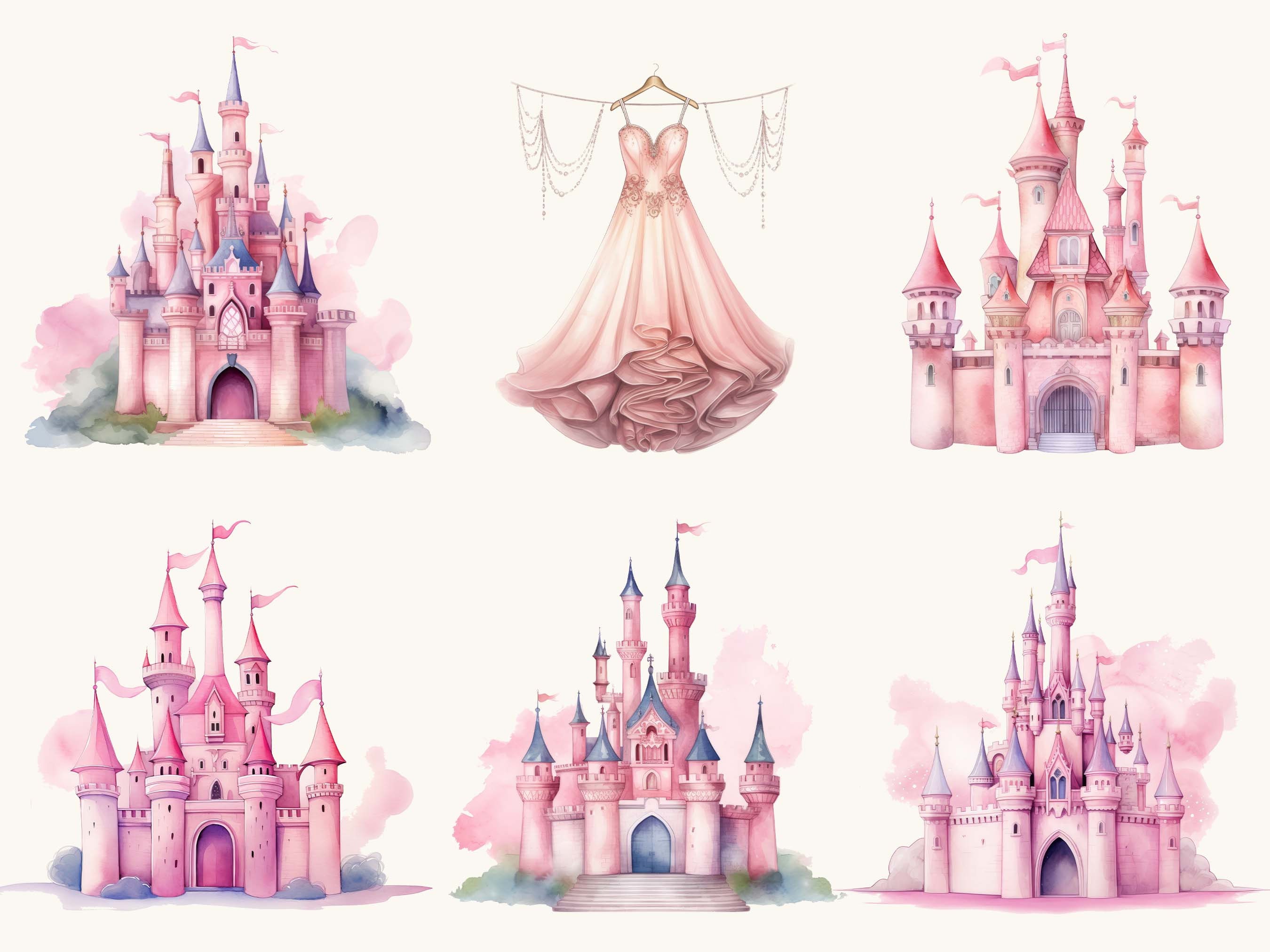 Watercolor Little Princess Clipart Bundle: 20 PNG Designs (digital ...