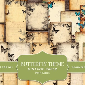 32 Pacote de papel digital Butterfly Vintage, scrapbooking digital, impressões digitais, download digital, download instantâneo, clipart com desconto