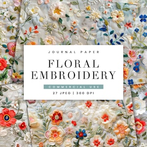 Floral Stickerei Junk Journal: 27 Digitaldrucke (Digitaler Download)