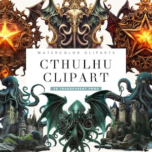 28 Cthulhu Clipart Bundle Sublimationsdesigns, digitaler Download, Digitaldrucke, druckbare Kunst, Cthulhu PNG-Dateien