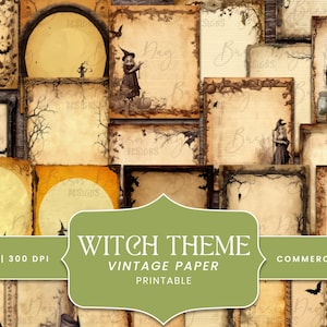 30 Witch Theme Pacote de papel vintage, scrapbooking digital, impressões digitais, download digital, download instantâneo, clipart com desconto