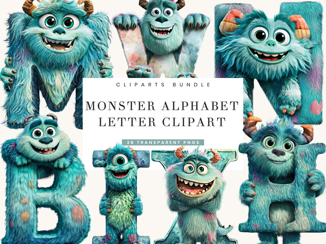 26 Monster Alphabet Letter Clipart Monogram Letters, Letters PNG ...