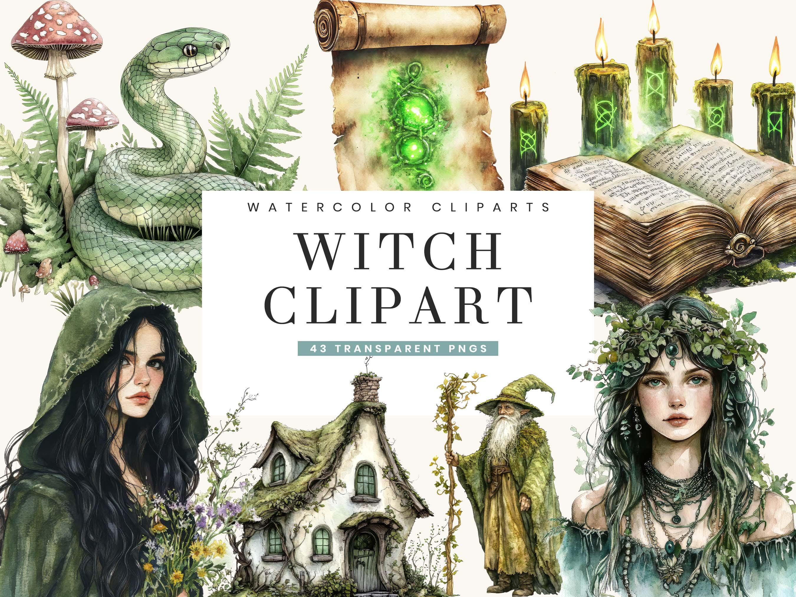 Watercolor Witch Clipart Bundle: 43 PNG Files, Sublimation Designs ...