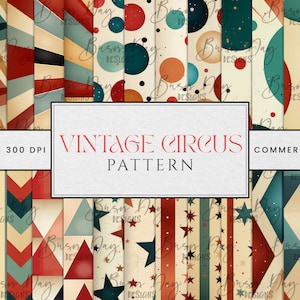 39 vintage circus naadloos patroon digitaal papier afdrukbare kunst digitale download vintage papier Instant download digitale prints
