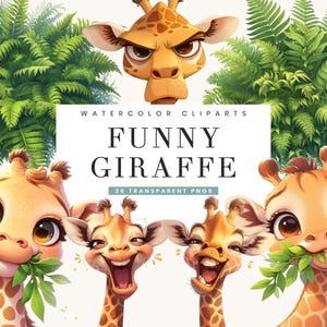 36 Watercolor Funny Giraffe Clipart Bundle Sublimation Designs Digital Download, Digital Prints, Watercolor Clipart, Giraffe PNG Files
