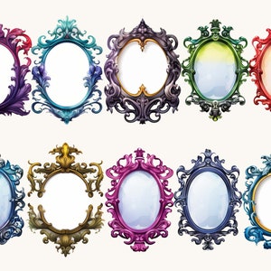 Watercolor Rainbow Rococo Frames Clipart Bundle (digital Download) - Etsy
