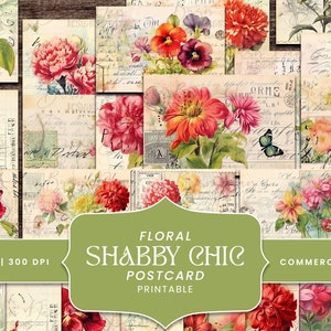 13 Floral Shabby Chic Postkarten Druckbares Papier Kunst Junk Journal Digitaler Download Altes Papier Digitaldrucke Sofortiger Download Digitale Dateien