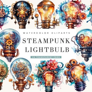 Watercolor Steampunk Lightbulb Clipart Bundle (digital Download) - Etsy
