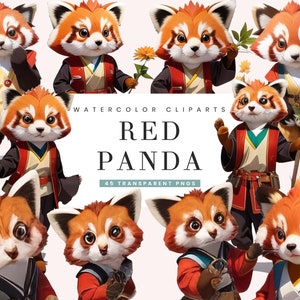 45 Cartoon Red Panda Clipart Bundle Printable Art Sublimation Designs Digital Download Wall Art Instant Download Png Files