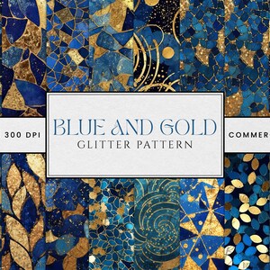 18 designs de sublimação de fundo com padrão de brilho azul e dourado, impressão sob demanda, download digital, impressão digital, designs png,