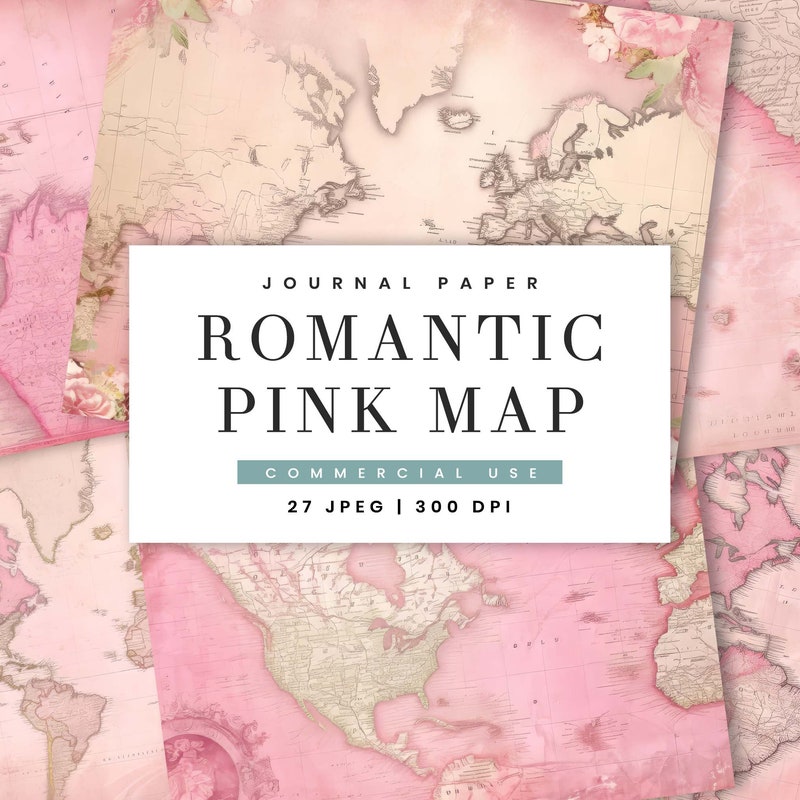 Pink World Map - Etsy