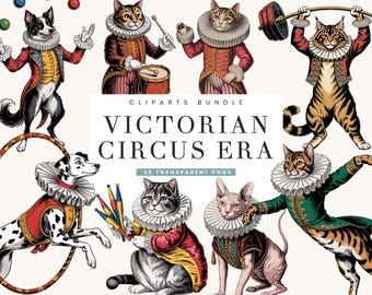 Victorian Circus Animal Clipart Bundle, 36 PNG Designs (Digital Download)