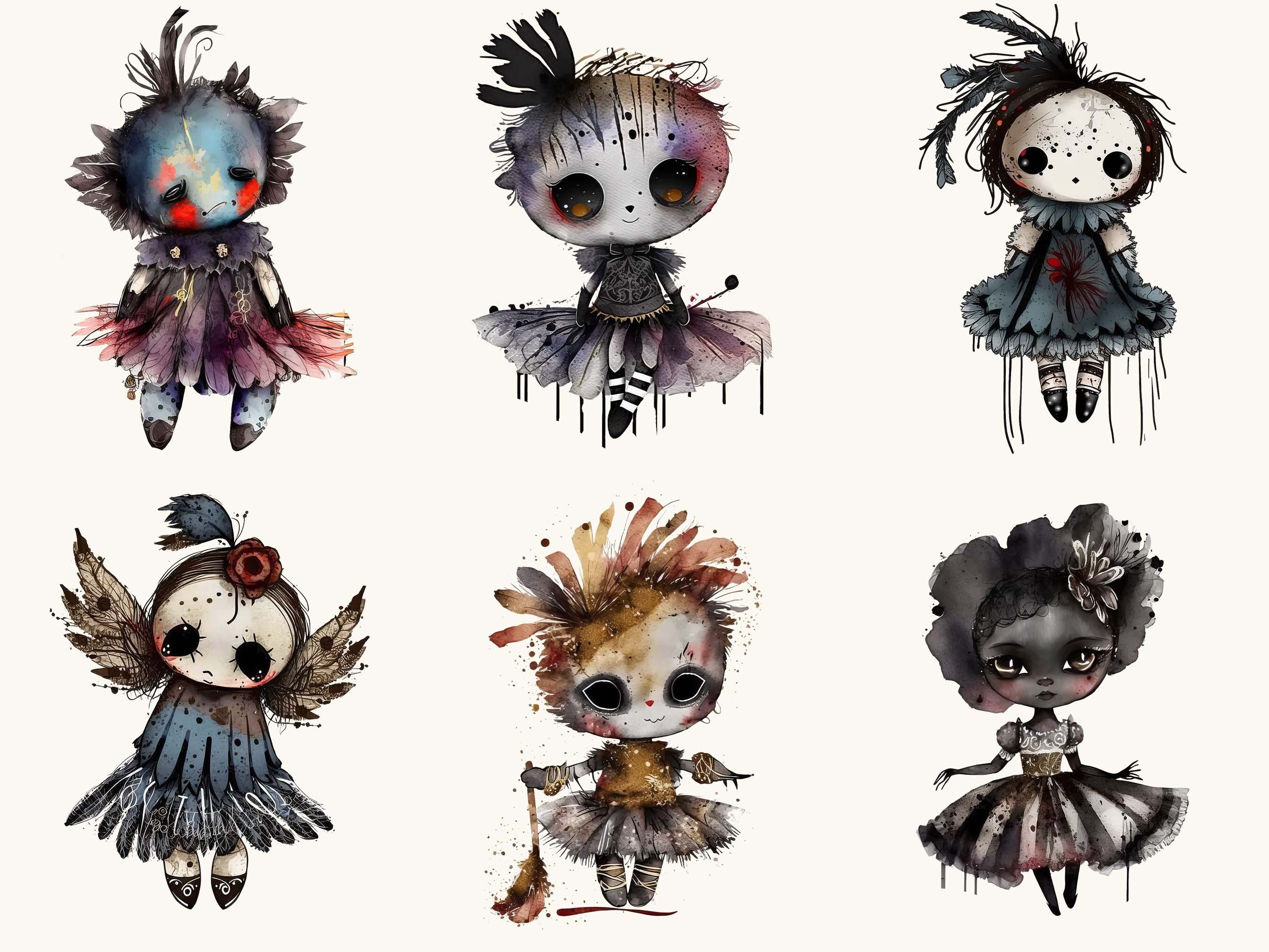 Watercolor Creepy Toys Clipart Bundle: 20 PNG Designs (digital Download ...