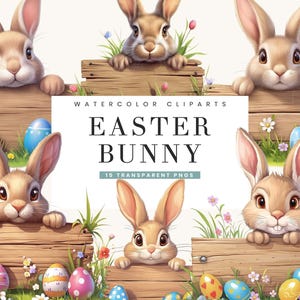 15 Aquarell Osterhase Schild Clipart Bundle Sublimation Designs digitaler Download, Sofort-Download Digitaldrucke, Bunny PNG-Dateien