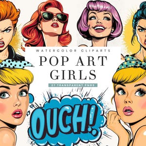 27 Comic-Stil Pop Art Mädchen Clipart Bundle Sublimation Designs, digitaler Download, Halloween Clipart, Halloween PNG-Dateien