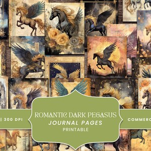 30 Romantic Dark Pegasus Journal paper bundle, digital scrapbooking, digital prints, digital download, instant download, discount clipart