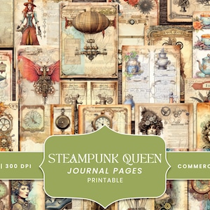 28 Steampunk Queen Journal Paper Bundle, digital scrapbooking, digital prints, digital download, instant download,discount clipart