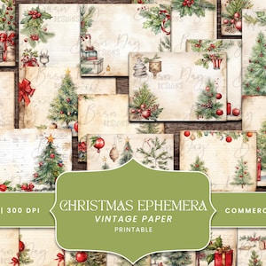 31 Navidad Ephemera Vintage Old Paper Descarga instantánea de impresiones digitales, papel imprimible, descarga digital de Navidad vintage, archivos digitales