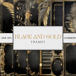68 Schwarz und Goldrahmen Hintergrund Sublimationsentwürfe, sofortiger Download druckbare Wandkunst, Digitaldruck, digitaler Download Png-Dateien