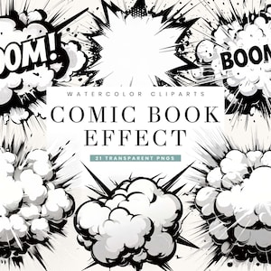 21 Comic Book Effect Clipart Bundle Sublimation Designs Digital Download, Digital Prints Instant Download, Pop Art PNG Files