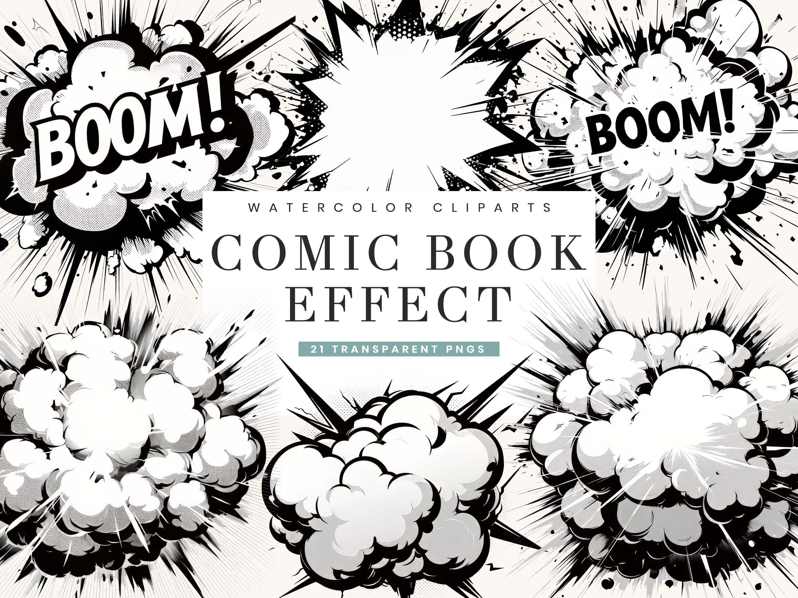 21 Comic Book Effect Clipart Bundle Sublimation Designs Digital Download, Digital Prints Instant Download, Pop Art PNG Files