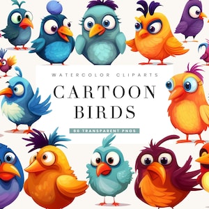 90 Colorful Funny Cartoon Birds Clipart Bundle, Instant Download Printable Art Sublimation Designs Digital Download Png Files Commercial Use