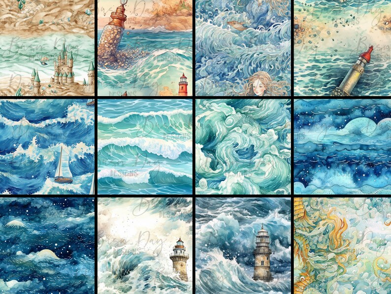 Pinterest Sea.pdf Ocean Sea Form Digital Paper: Scrapbooking Prints (digital Download) - Etsy