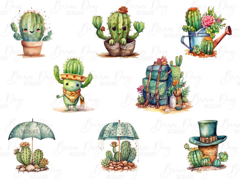 Watercolor Cactus Clipart Bundle: 28 PNG Graphics (digital Download) - Etsy