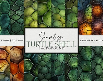 Turtle Shell Seamless Backgrounds: 33 PNG Designs (Digital Download)