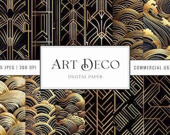 25 Art Deco Digital Paper Pack: Junk Journal Prints (Digital Download)