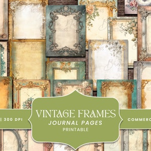 Pacote de papel 26 Vintage Frames Journal, scrapbooking digital, impressões digitais, download digital, download instantâneo, clipart com desconto