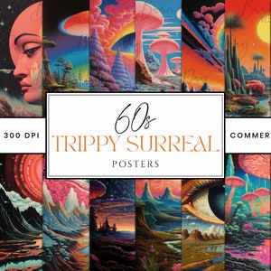19 Trippy Surreal Posters Background Printable Art Digital Download Png Files Sublimation Designs Instant Download, Digital Print