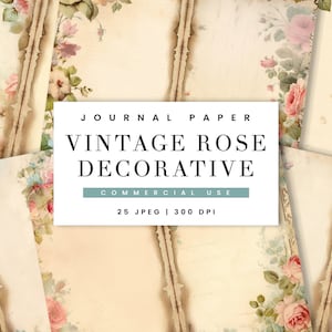 25 Junk Journal Shabby Chic Rose Floral Decorative Paper Sublimation Designs Digital Download, Digital Prints,  junk journal printable