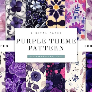 36 Purple Theme Seamless Pattern Paper, Instant Download Digital Paper, Printable Art Digital Download Seamless Pattern Digital Files