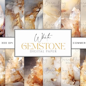 20 motifs de sublimation en papier numérique avec pierres précieuses blanches Téléchargement instantané Art mural imprimable Téléchargement numérique Fichiers Png Impressions numériques