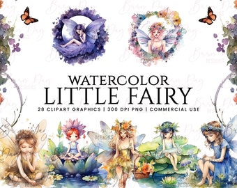 Watercolor Fairy Clipart Bundle (Digital Download)