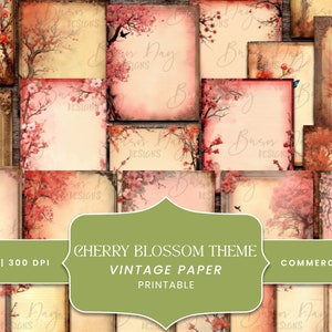 30 Pacote de papel vintage Cherry Blossom, scrapbooking digital, impressões digitais, download digital, download instantâneo, clipart com desconto