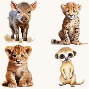 34 Watercolor Safari Animal Clipart Bundle Digital Download Sublimation ...