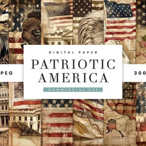 33 Patriotic America Digitale Papiere, sofortiger Download Druckbares Papier, Retro-Drucke, digitaler Download altes Papier, digitale Dateien, 4.Juli