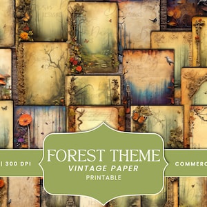 30 Forest Theme Vintage Paper Bundle, scrapbooking digital, impressões digitais, download digital, download instantâneo, clipart com desconto