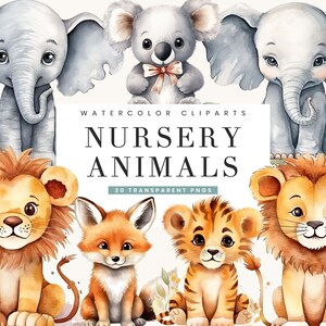30 aquarel kinderkamer clipart bundel sublimatie ontwerpen digitale download, digitale prints direct downloaden, dierenprints png-bestanden
