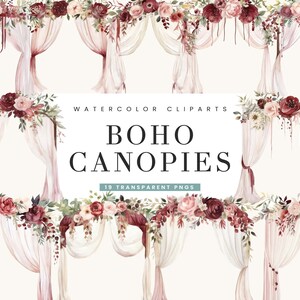 19 Watercolor Boho Canopies Clipart Bundle Digital Download, Sublimation Designs, Watercolor Clipart, Instant Download, Digital Prints