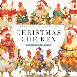 30 Noël poulet Clipart Bundle Sublimation dessins téléchargement numérique, impressions numériques téléchargement immédiat, fichiers PNG dessins