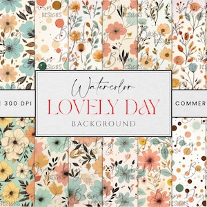 44 Fondo de acuarela Lovely Day, Papel digital, Descarga digital, Uso comercial