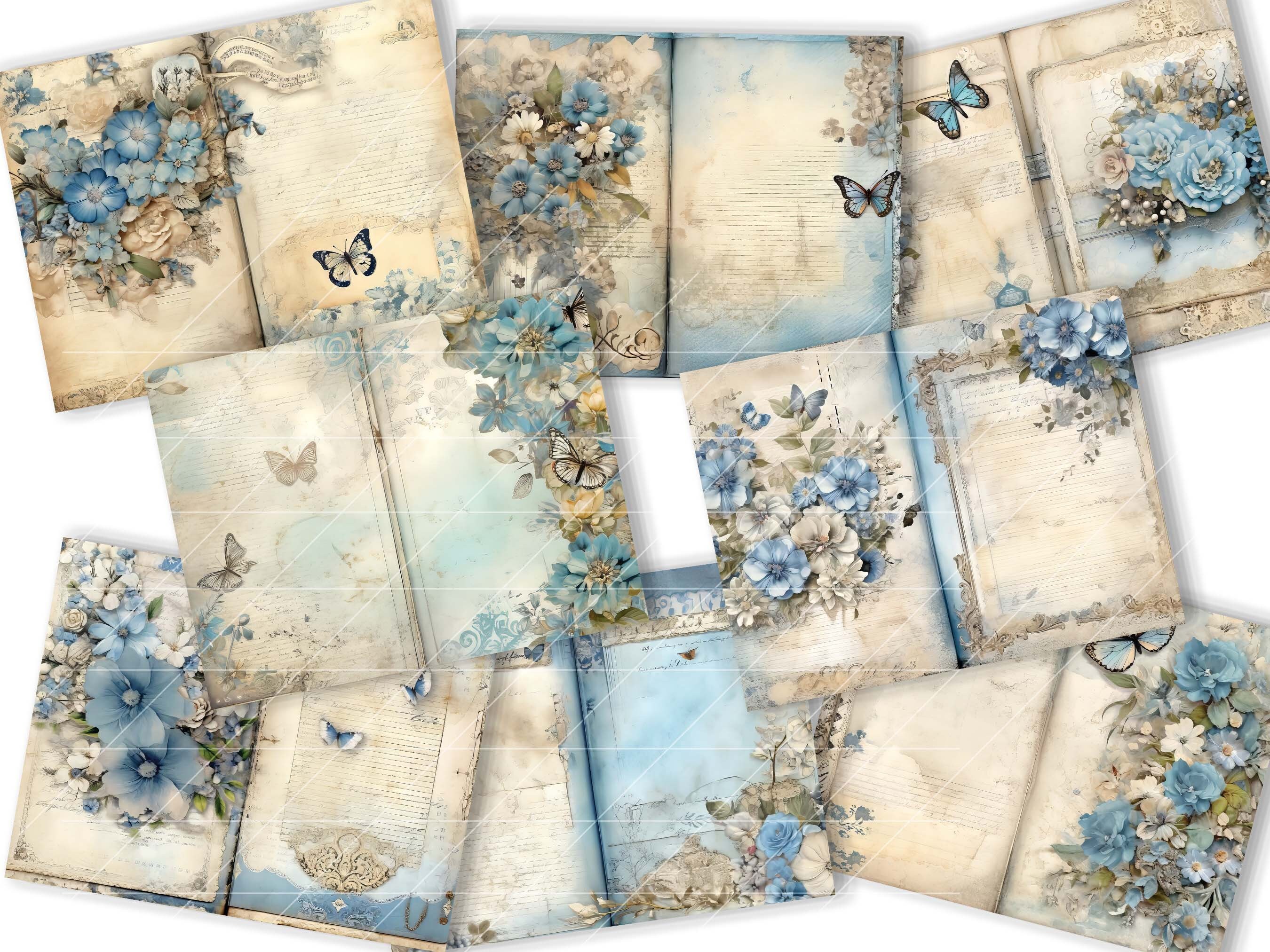 ブルージャンクジャーナルペーパー：デジタル装飾ページ26ページ