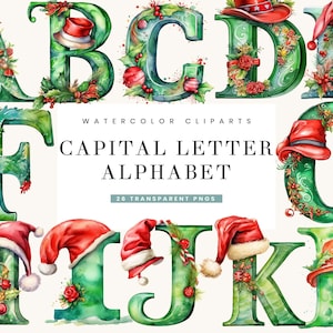 26 Watercolor Capital Letter Alphabet Clipart Bundle Sublimation Designs, Instant Download Digital Print, Digital Download