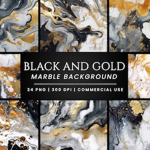 24 Papel digital abstrato preto e dourado, download digital, download instantâneo, clipart com desconto, scrapbooking digital,