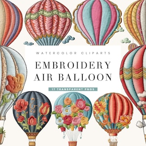 17 Aquarell Stickerei Ballon Clipart Bundle druckbare Wand Kunst Digital Download Sublimation Designs Sofortiger Download Digitaldruck